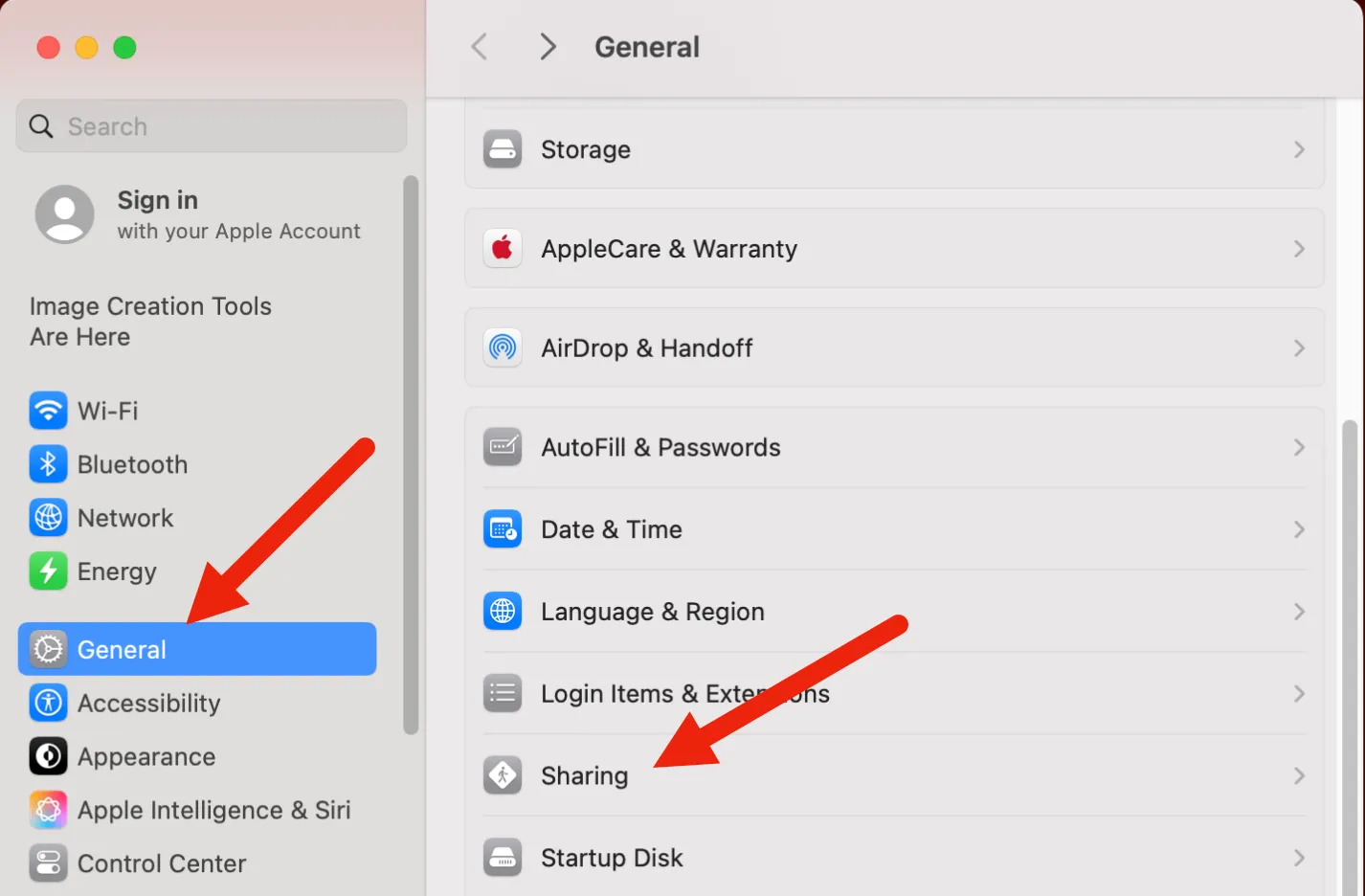 System Preferences - Sharing
