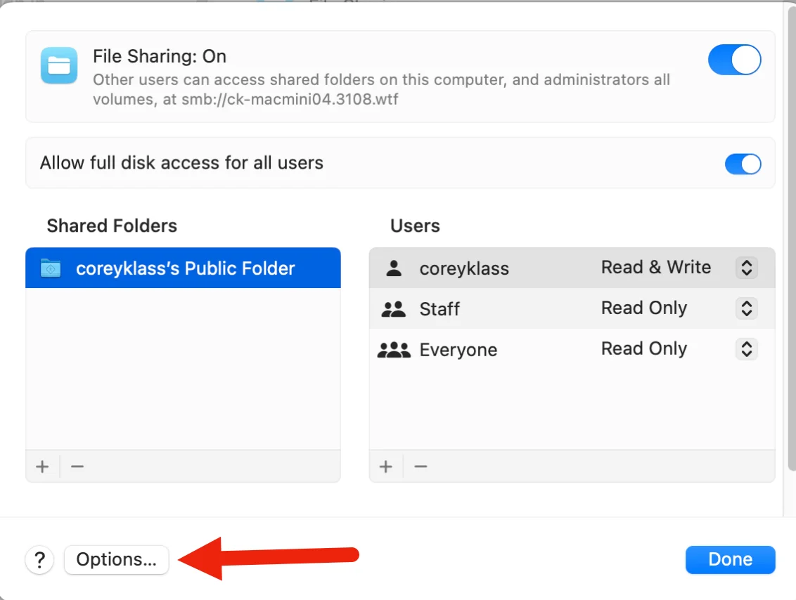 File Sharing Options